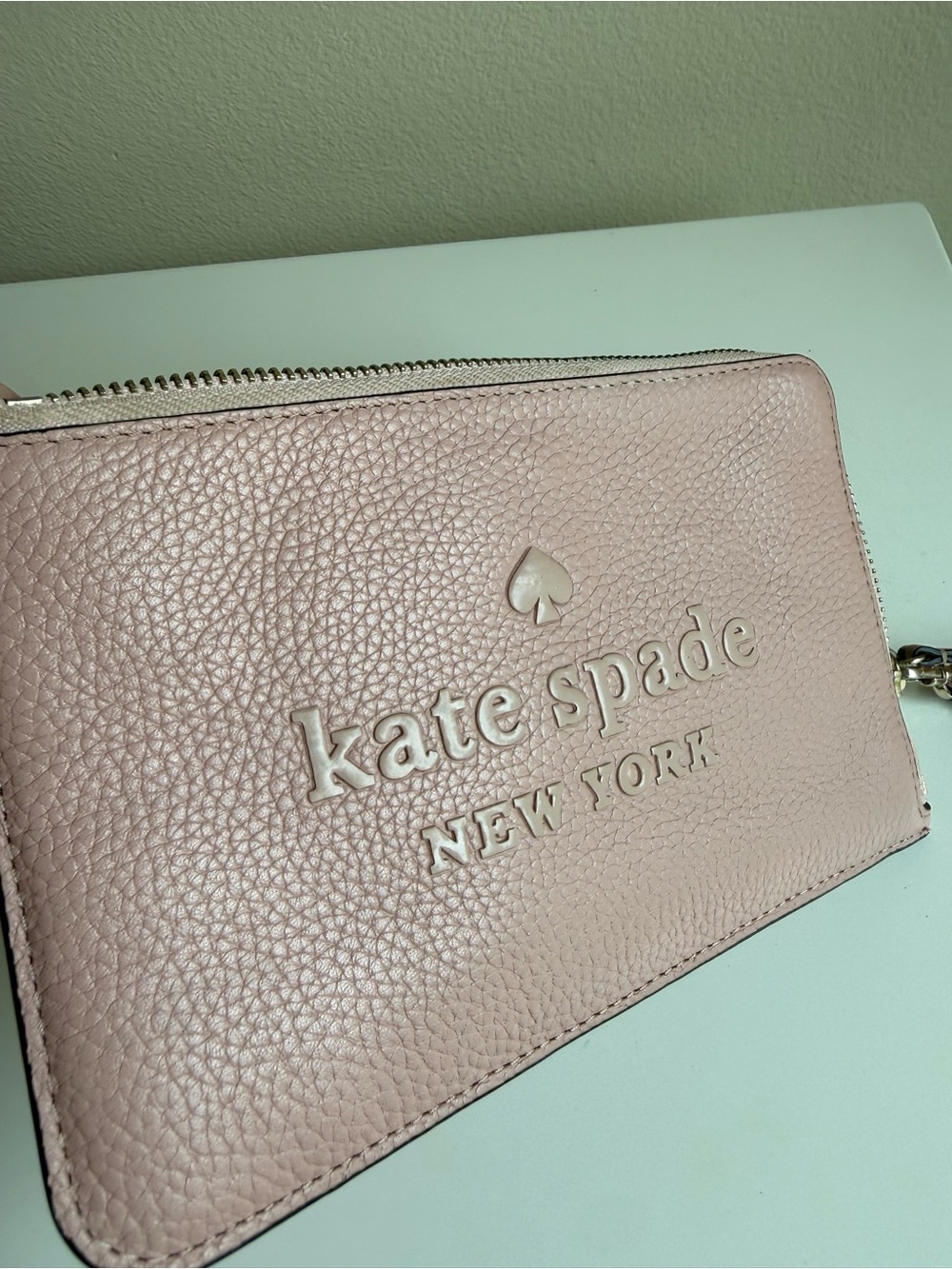 kate spade Blush Pink Pebbled Leather Wristlet Clutch